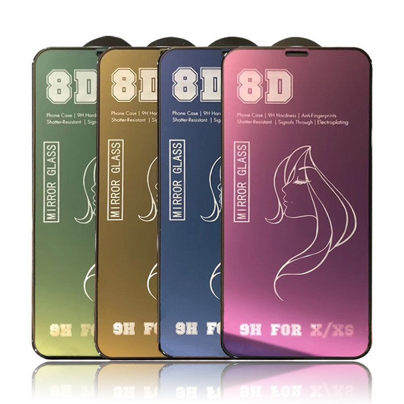 Folie de Protectie, Vivimall, pentru iPhone 15 Pro, Tempered Glass Mirror 8D, Efect Oglinda, HD, Verde - vivimall.ro