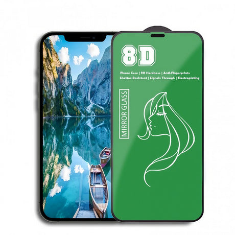 Folie de Protectie, Vivimall, pentru iPhone 15 Pro, Tempered Glass Mirror 8D, Efect Oglinda, HD, Verde - vivimall.ro