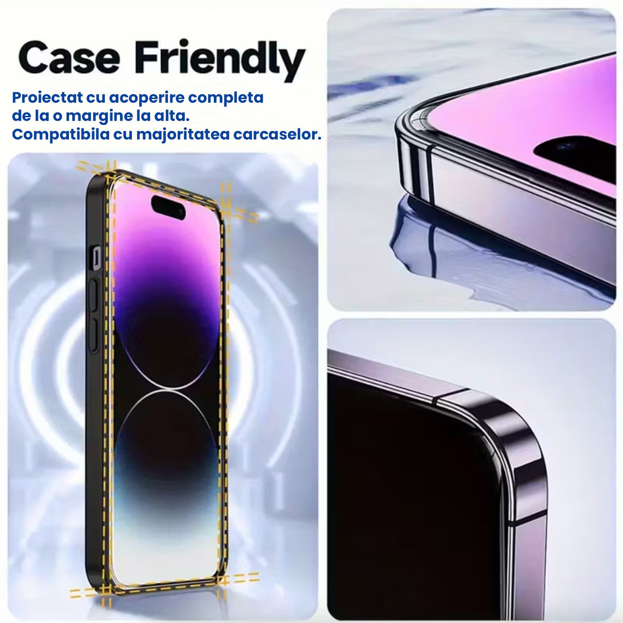 Folie de Protectie pentru Apple iPhone 14, Flippy, Sticla Securizata 3D, High Definition pentru Ecran complet, Anti Zgirieturi, Anti bule, Transparenta - vivimall.ro