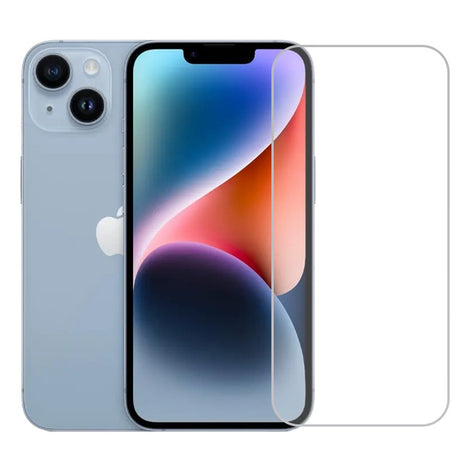 Folie sticlă securizată 3D pentru iPhone 14, transparentă, vedere frontală cu telefon