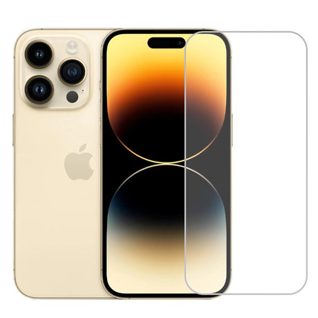 Folie sticlă securizată 3D pentru iPhone 14 Pro, transparentă, vedere frontală pe dispozitiv