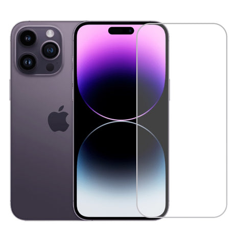 Folie sticlă securizată 3D pentru iPhone 14 Pro Max, transparentă, acoperire ecran complet – vedere frontală