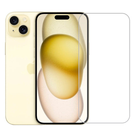 Folie sticlă securizată 3D pentru Apple iPhone 15 Plus, transparentă, acoperire ecran complet – vedere frontală
