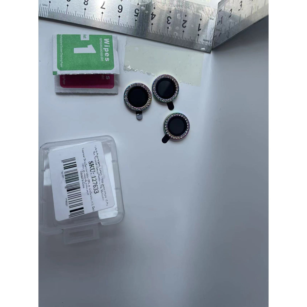 Folie de Protectie pentru Camera, Flippy, pentru iPhone 15 Pro Max, Tempered Glass cu Pietricele, HD, Multicolor - vivimall.ro