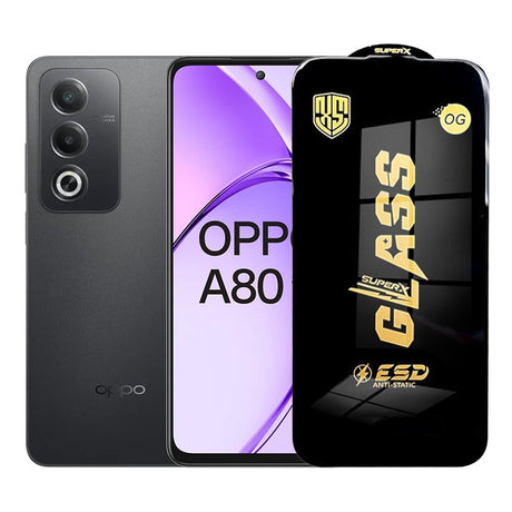 Folie sticlă securizată ESD pentru Oppo A80, 0.35 mm, margini negre, vedere frontală