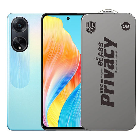 Folie sticlă securizată ESD Oppo A98, Super-X Privacy OG, margini negre, 0.30 mm, vedere frontală