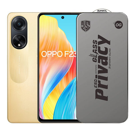 Folie sticlă securizată ESD Oppo F23, model Super-X Privacy OG, margini negre, 0.30 mm, vedere frontală