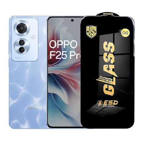 Sticlă securizată ESD pentru Oppo F25 Pro, 0.35 mm, margini negre, vedere frontală produs