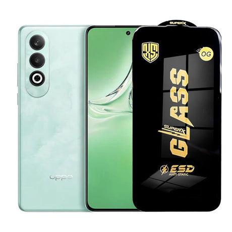 Folie sticlă securizată ESD pentru Oppo K12, grosime 0.35 mm, margini negre, vedere frontală