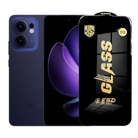Folie protecție sticlă securizată ESD pentru Oppo Reno13, 0.35 mm, margini negre, vedere frontală