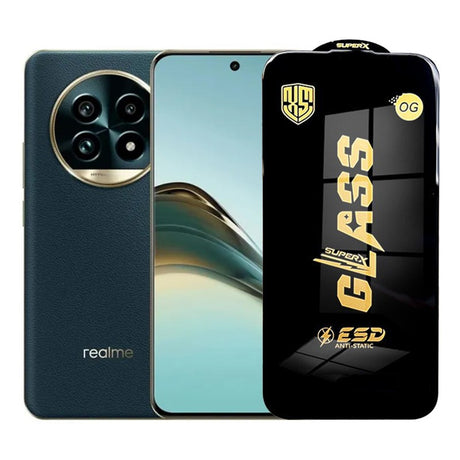 Folie sticlă securizată ESD pentru Realme 13, margini negre, grosime 0.35 mm, vedere frontală