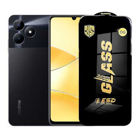Sticlă securizată ESD pentru Realme C51, grosime 0,35 mm, margini negre, vedere frontală