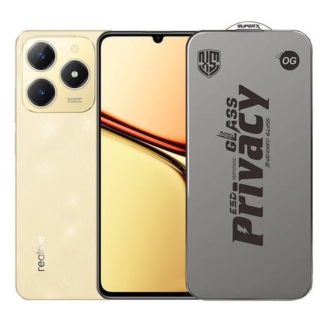 Folie sticlă securizată ESD antistatică Realme C61, Super-X Privacy OG, margini negre 0.30 mm, vedere frontală