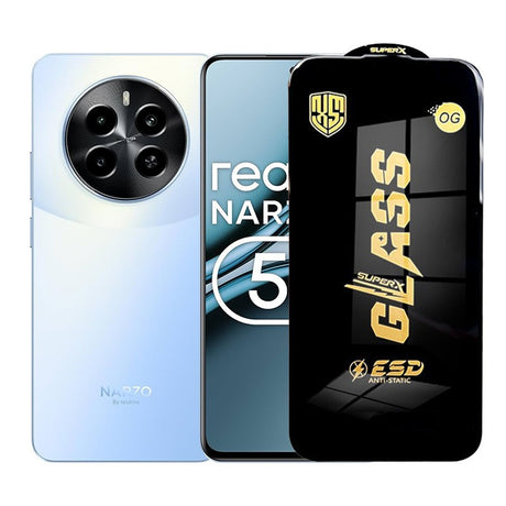 Folie protecție Realme Narzo 70 Pro din sticlă securizată ESD, 0.35 mm, margini negre, vedere frontală