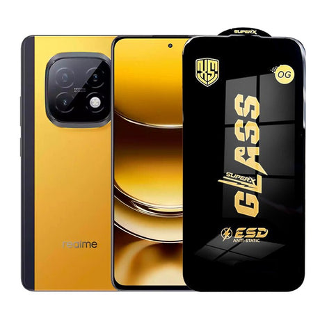 Folie sticlă securizată ESD pentru Realme Narzo 70 Turbo, 0,35 mm, margini negre, vedere frontală