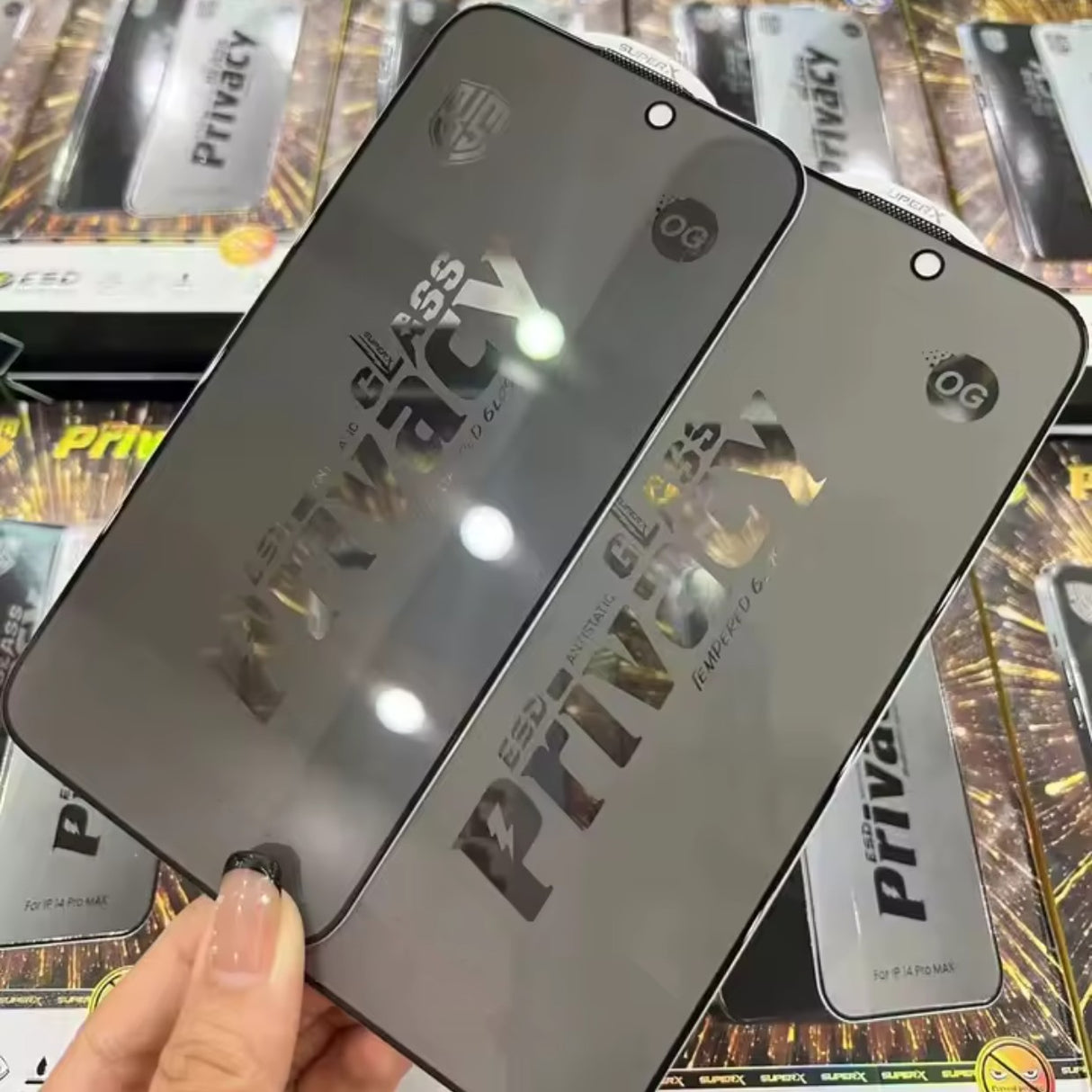 Folie de Protectie pentru Realme Note 50, Flippy, Sticla Securizata ESD Antistatica, Super-X Privacy OG, Margini Negre, 0.30 mm, Transparent Inchis - vivimall.ro