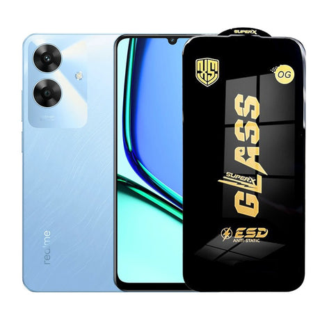 Folie sticlă securizată ESD pentru Realme Note 60, 0.35 mm, margini negre, vedere frontală