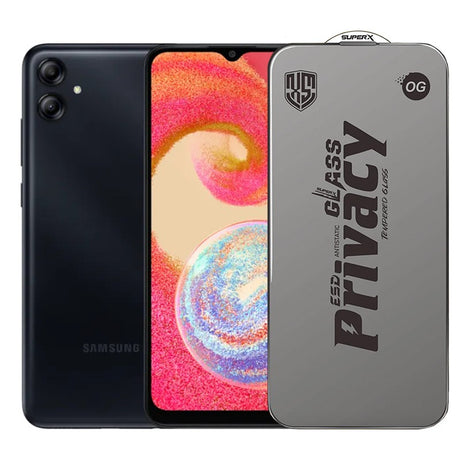 Folie sticlă securizată ESD pentru Samsung Galaxy A04e, model Super-X Privacy OG, vedere frontală
