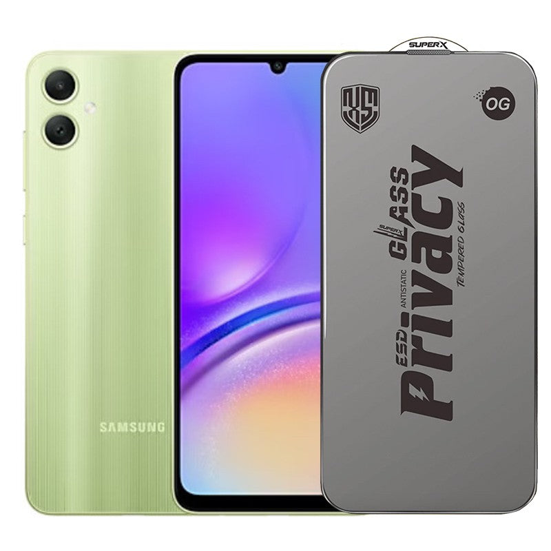 Folie de Protectie pentru Samsung Galaxy A05, Flippy, Sticla Securizata ESD Antistatica, Super-X Privacy OG, Margini Negre, 0.30 mm, Transparent Inchis - vivimall.ro