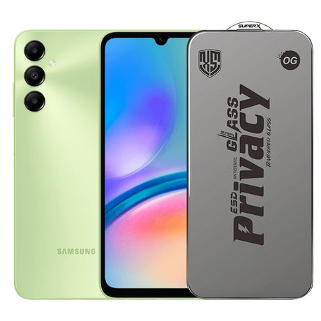 Folie sticlă securizată ESD pentru Samsung Galaxy A05s, model Super-X Privacy OG, margini negre, vedere frontală