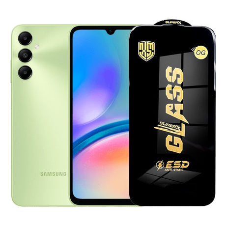 Folie sticlă securizată ESD pentru Samsung Galaxy A05s, 0.35 mm, margini negre, vedere frontală
