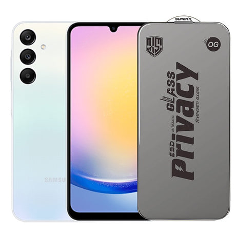 Folie de Protectie pentru Samsung Galaxy A25, Vivimall, Sticla Securizata ESD Antistatica, Super-X Privacy OG, Margini Negre, 0.30 mm, Transparent Inchis - vivimall.ro
