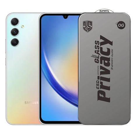 Folie de Protectie pentru Samsung Galaxy A34, Vivimall, Sticla Securizata ESD Antistatica, Super-X Privacy OG, Margini Negre, 0.30 mm, Transparent Inchis - vivimall.ro
