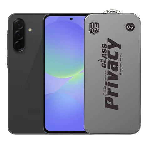 Folie sticlă Samsung Galaxy A36 Super-X Privacy OG, margini negre, grosime 0.30 mm, vedere frontală