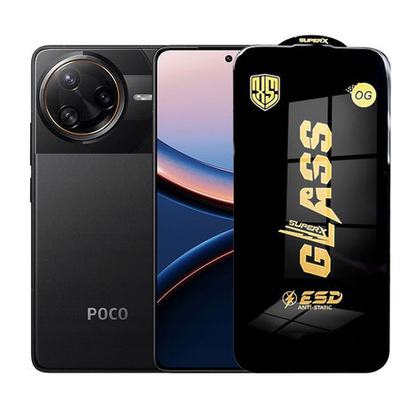 Folie sticlă securizată ESD pentru Xiaomi Poco F7 Ultra, grosime 0.35 mm, margini negre, vedere frontală