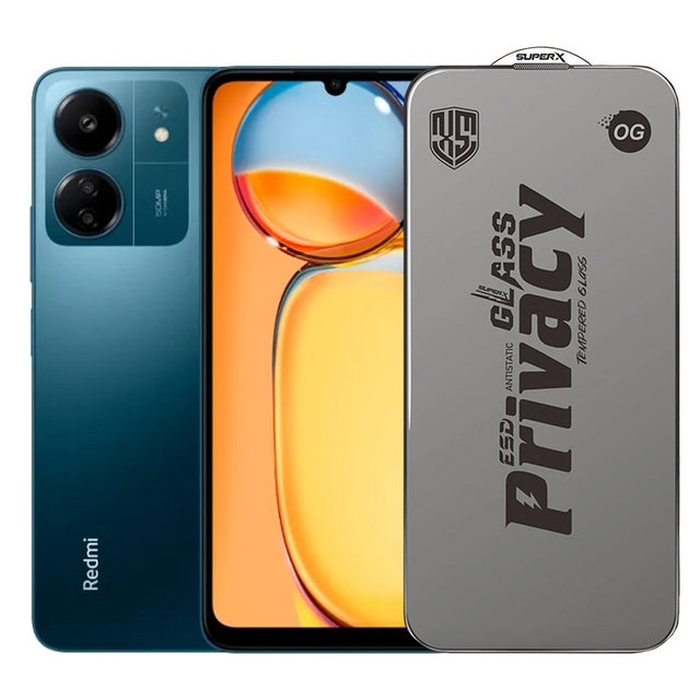 Folie sticlă securizată ESD antistatică Xiaomi Redmi 13C, 0.30 mm, margini negre, vedere frontală