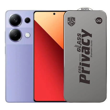 Folie sticlă securizată ESD Xiaomi Redmi 13T Pro, Super-X Privacy OG, margini negre, vedere frontală
