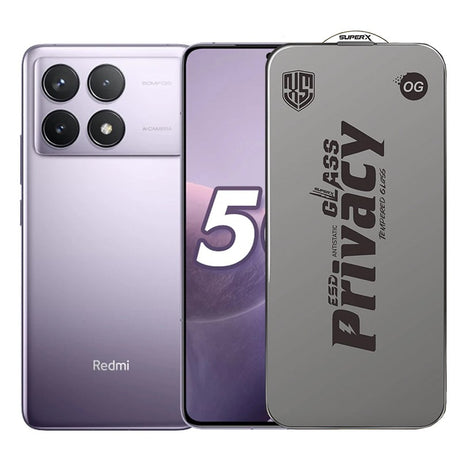 Folie sticlă securizată ESD Xiaomi Redmi K70, Super-X Privacy OG, margini negre, 0.30 mm, vedere frontală
