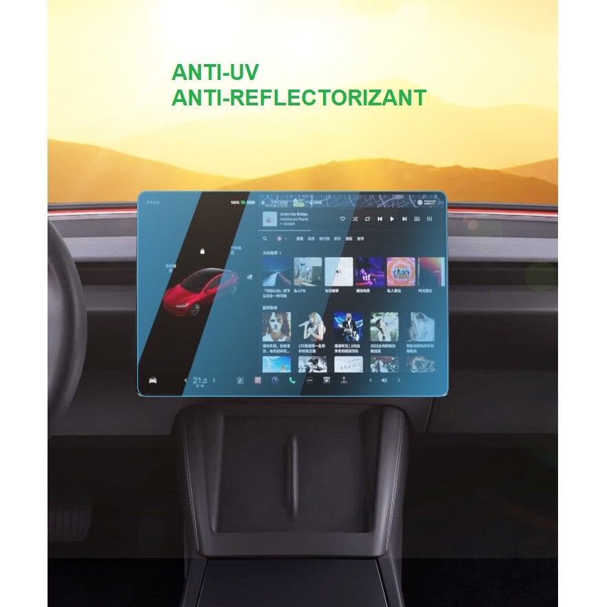 Folie de Sticla Securizata, Vivimall, Compatibila cu Tesla Model 3 / Tesla Model Y, Ecran Frontal, 4K Ultra HD, Anti-amprenta, 2.5D, Transparent - vivimall.ro