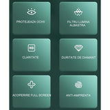 Folie de Sticla Securizata pentru Apple iPhone 15, Vivimall, Lumina Verde Anti-Blue Ray, Auto-Aplicare, Protectie Completa 9D, Verde - vivimall.ro