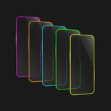 Folie de Sticla Securizata pentru Apple iPhone 15, Vivimall, Luminous, Margine Fosforescenta Neon din Silicon, Mat, Anti-Amprenta, Protectie Completa, 9H, Galben - vivimall.ro