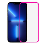 Folie de Sticla Securizata pentru Apple iPhone 15, Vivimall, Luminous, Margine Fosforescenta Neon din Silicon, Mat, Anti-Amprenta, Protectie Completa, 9H, Roz - vivimall.ro