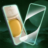 Folie de Sticla Securizata pentru Apple iPhone 15 Pro, Vivimall, Luminous, Margine Fosforescenta Neon din Silicon, Mat, Anti-Amprenta, Protectie Completa, 9H, Verde - vivimall.ro