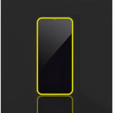 Folie de Sticla Securizata pentru Apple iPhone 15 Pro, Vivimall, Luminous, Margine Fosforescenta Neon din Silicon, Mat, Anti-Amprenta, Protectie Completa, 9H, Galben - vivimall.ro