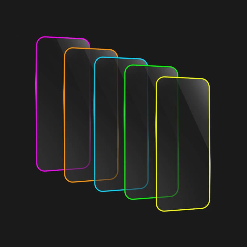 Folie de Sticla Securizata pentru Apple iPhone 15 Pro Max, Vivimall, Luminous, Margine Fosforescenta Neon din Silicon, Mat, Anti-Amprenta, Protectie Completa, 9H, Portocaliu - vivimall.ro