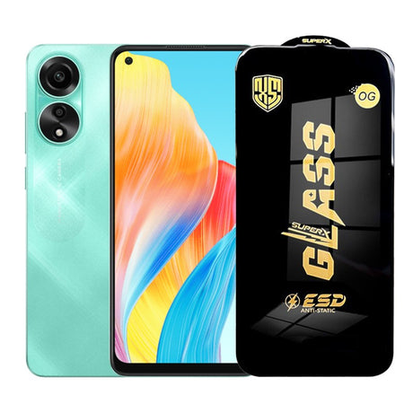 Folie sticlă securizată ESD pentru Oppo A78, 0.35 mm, margini negre, vedere frontală