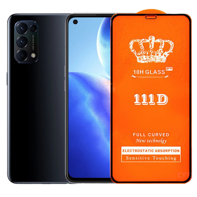Folie Securizata pentru Oppo Reno 5, 5G, Flippy, Sticla de Protectie Compatibila cu Oppo Reno 5, 5G, Full Cover 111D, 10H GLASS, Margini Negre, Transparenta - vivimall.ro