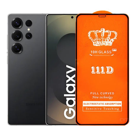 Folie Securizata pentru Samsung Galaxy S25 Ultra, Vivimall, Sticla de Protectie Compatibila cu Samsung Galaxy S25 Ultra, Full Cover 111D, 10H GLASS, Margini Negre, Transparenta - vivimall.ro
