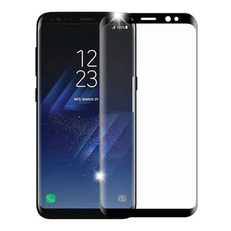 Folie Sticla Curbata Flippy compatibila cu  Samsung Galaxy S8, cu lipici pe conturul negru, Full Face V2 Negru - vivimall.ro