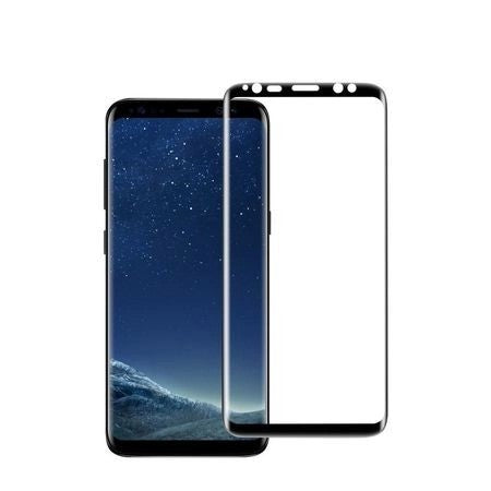 Folie Sticla Curbata Flippy compatibila cu  Samsung Galaxy S8, cu lipici pe conturul negru, Full Face V2 Negru - vivimall.ro
