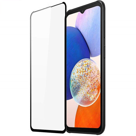 Folie Sticla Vivimall pentru Samsung A14 5G, Transparenta HD, 9H, 111D, Margini negre - vivimall.ro