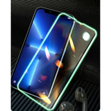 Folie Sticla Securizata Flippy,  Luminous, compatibila cu Apple iPhone 13 Pro, Margine fosforescenta verde - vivimall.ro