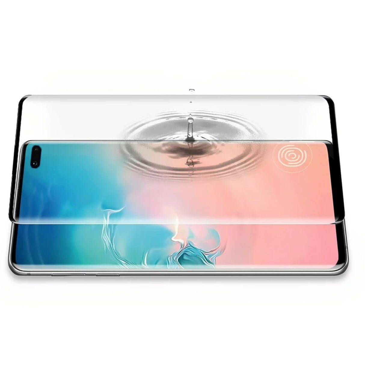 Folie Sticla Securizata Curbata Flippy pentru Samsung S10 Plus cu recunoastere a amprentelor digitale, 9H, lipici margine, contur negru - vivimall.ro