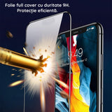 Folie Sticla Securizata, Vivimall, Compatibila cu Oppo Reno 10, Full Glue, Margini Negre, Transparent - vivimall.ro