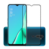 Folie sticlă securizată Oppo Reno 11F aplicată pe ecran, detaliu margini curbate 2.5D