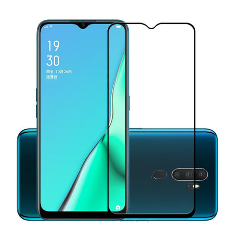 Folie sticlă securizată Oppo Reno 11F aplicată pe ecran, detaliu margini curbate 2.5D